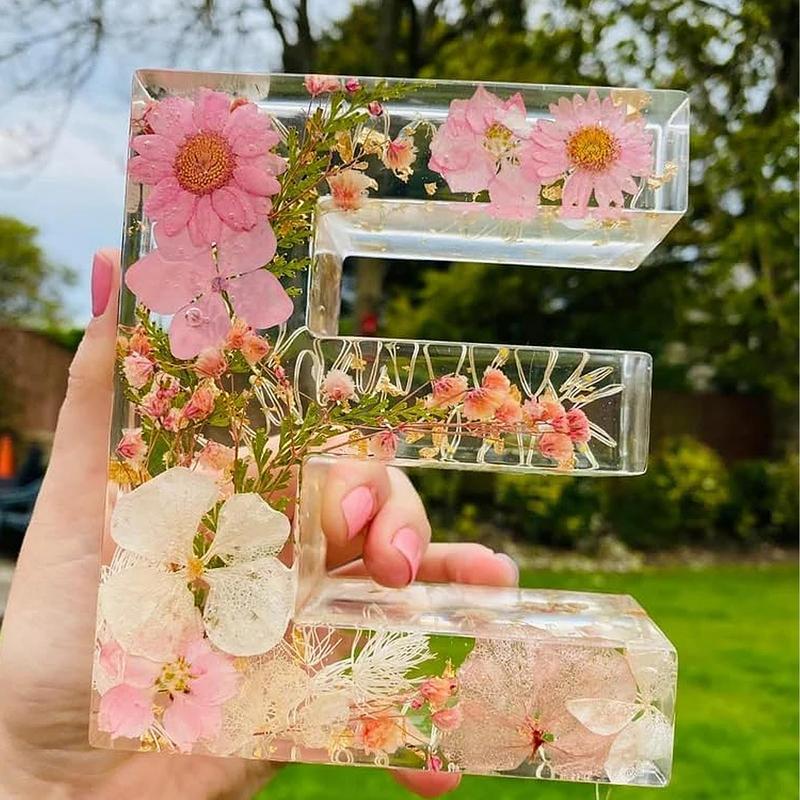 Resin Art Alphabet - Çiçek 26 Harfler Gece Işıkları Dekoratif