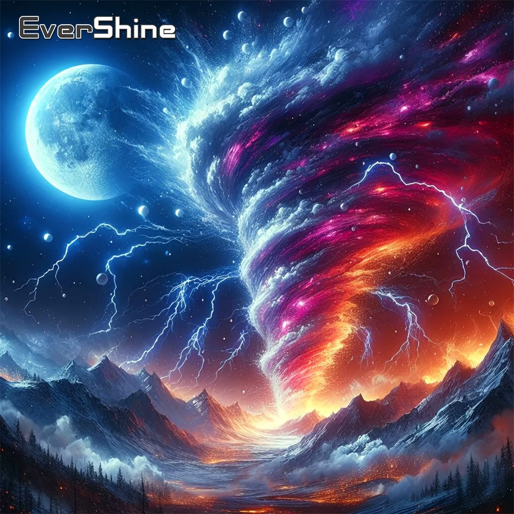 Resin Art Wallpaper - Evershine Tam Kare Elmas Boyama Tornado